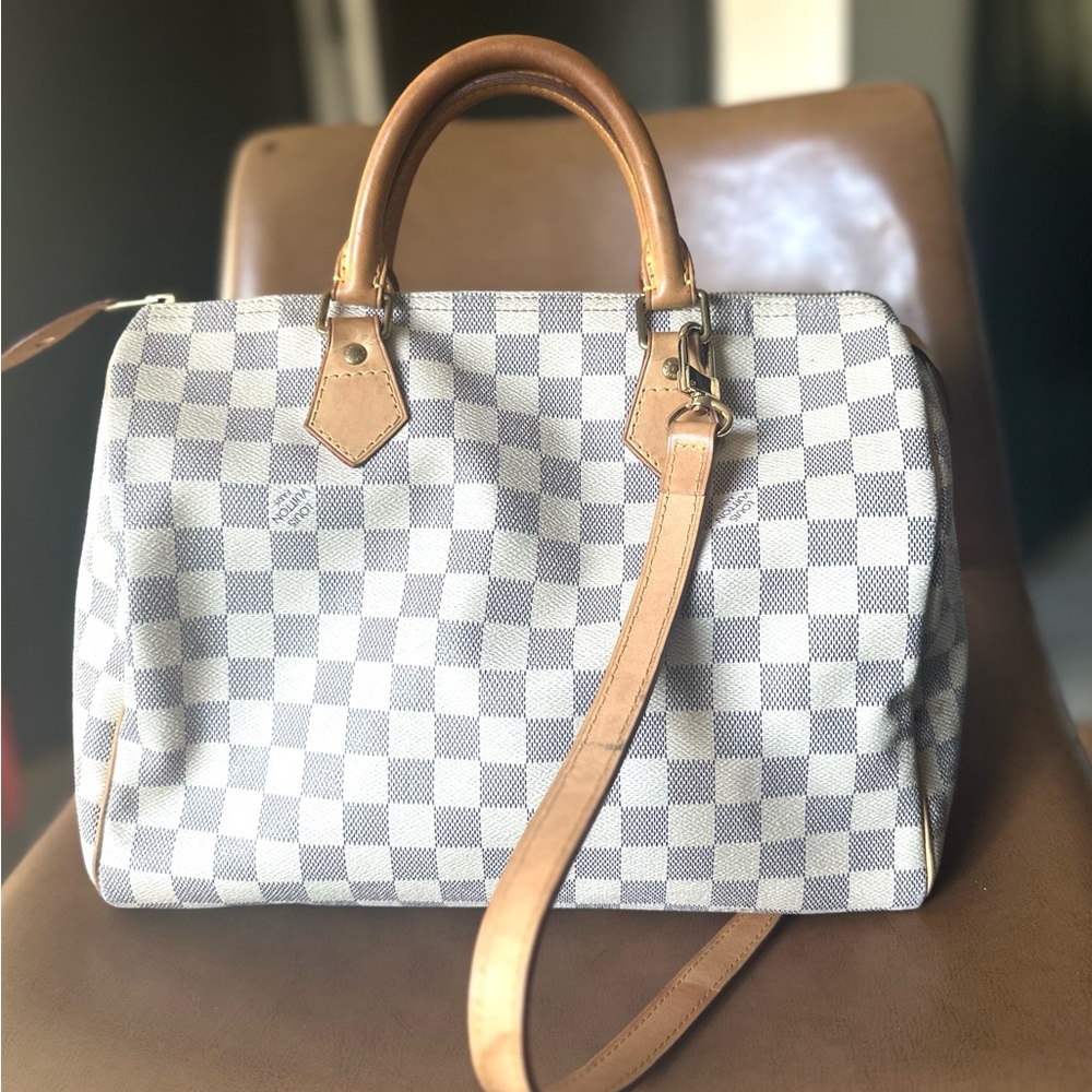 Louis Vuitton Speedy white Damier Azuer 25